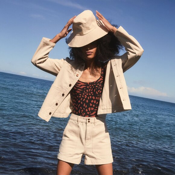 Madewell Ivory Cotton Packable Sun Hat Bucket Hat size S/M - Picture 1 of 8
